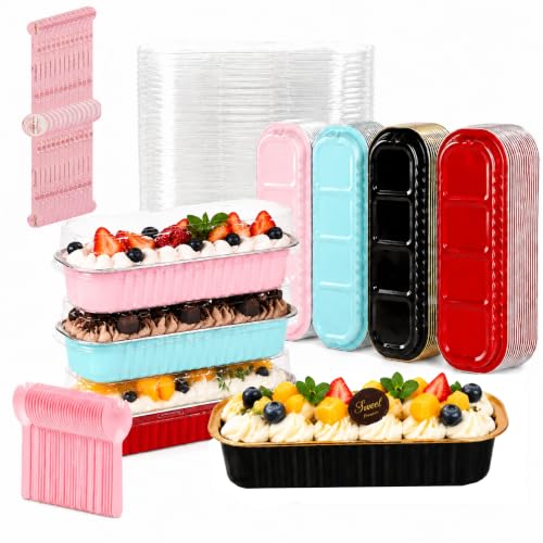 Mini Loaf Pan Set with Lids and Spoons - 100 Mixed Color Baking Molds