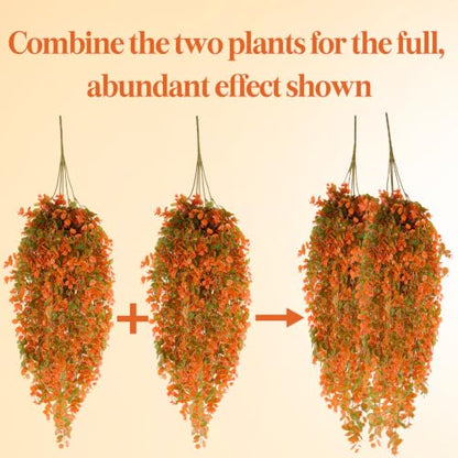4Pcs Faux Fall Hanging Plants Orange for Outdoor & Indoor Decor