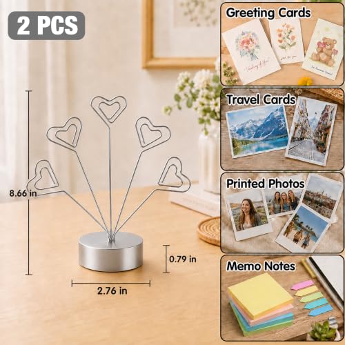 Silver Heart Shaped Photo Tree Holder Set - 2 Pieces, Tabletop Display