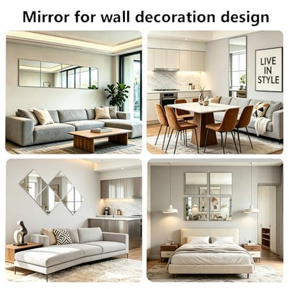 8x10 Inch Acrylic Mirror Tiles - Self-Adhesive Wall Mirror Set, Pack of 4