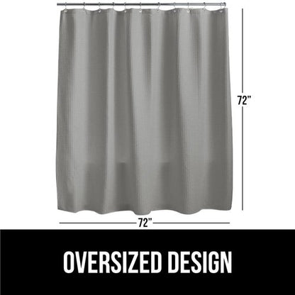 GORILLA GRIP Waffle Shower Curtain, Thick Weighted Fabric, Wrinkle and Rust Resistant, Classic Hotel Quality Design, Heavy Duty Long Curtains for Bathroom Showers, Bath Tubs, Machine Wash, 72x72, Gray