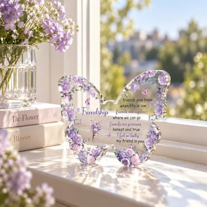 Purple Friendship Gifts for Women Best Friends Birthday Gift - Butterfly Desk Decor