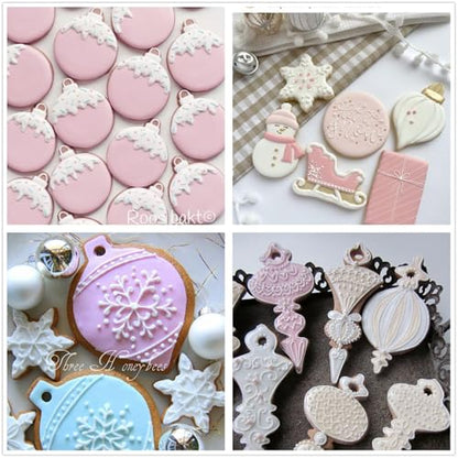 Large Christmas Ornament Cookie Cutters Set - 4Pcs Winter Holiday Shapes - Snow Globe, Round, Teardrop, Finial - Stainless Steel