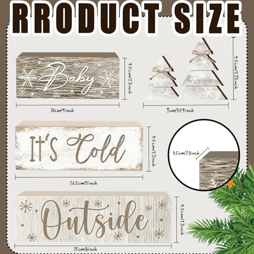White Wooden Christmas Tree Tiered Tray Decor - Rustic Farmhouse Holiday Centerpiece