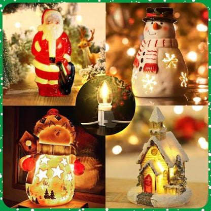 6 LED Bulb Christmas Village Light Cord Set - 11.8ft with Switch & Fuse - 2 Pack