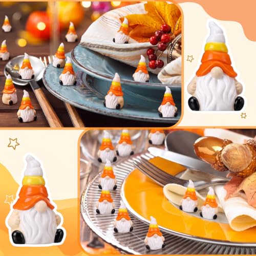 Mini Fall Gnomes Candy Corn Decor - 50 Pcs Thanksgiving Figurines Variation of Fall Gnomes