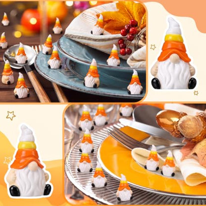 Mini Fall Gnomes Candy Corn Decor - 50 Pcs Thanksgiving Figurines Variation of Fall Gnomes
