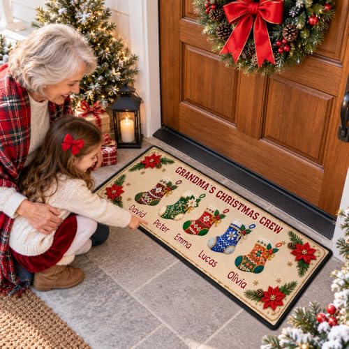 Holiday Gathering Custom Christmas Runner Rug for Grandparents House Doormat - Festive Family Gift