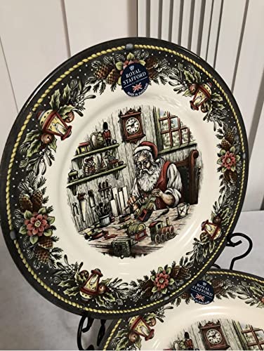 Christmas Santa's Workshop Dinner Plates Set of 4 - Holiday Tableware