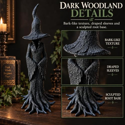 Faceless Gothic Witch Statue - 12 Inch Black Resin Shelf Decor