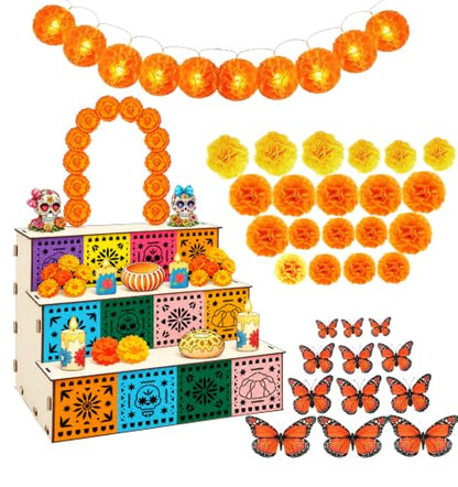 LED Day of the Dead Altar Kit - Multicolor Light-Up Día de los Muertos Ofrenda Set