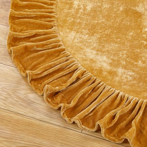 Gold Camel Velvet Christmas Tree Skirt 24 Inch Holiday Decor - Variation of THIS listing