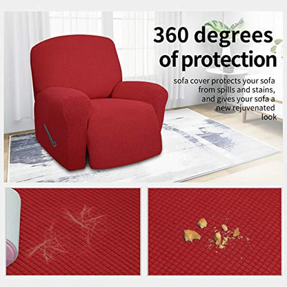 Oversized Recliner Slipcover - Christmas Red, 4 Pieces, X-Large