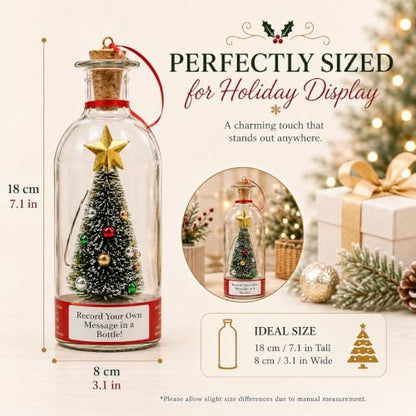 Recordable Christmas Tree Ornament with Bottle and Snow Scene - Green Variation