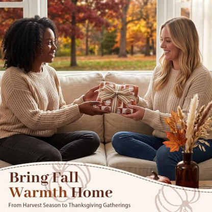 Pumpkin Checkered Fall Hand Towels for Bathroom & Kitchen - Set of 2