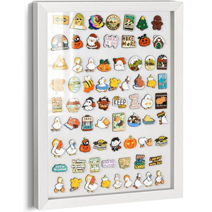 12x16 Wall Display Shadow Box Frame for Pins - White