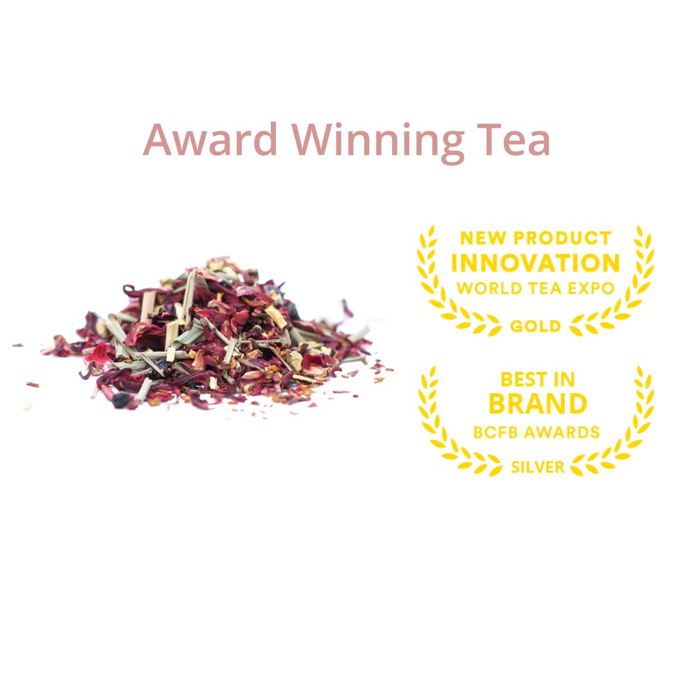 JusTea LITTLE BERRY HIBISCUS | Loose Leaf Herbal Tea | Tin with Hand Carved Tea Spoon | 40+ Cups (3.2oz) | Caffeine Free | Award-Winning | Fair Trade | Non-GMO