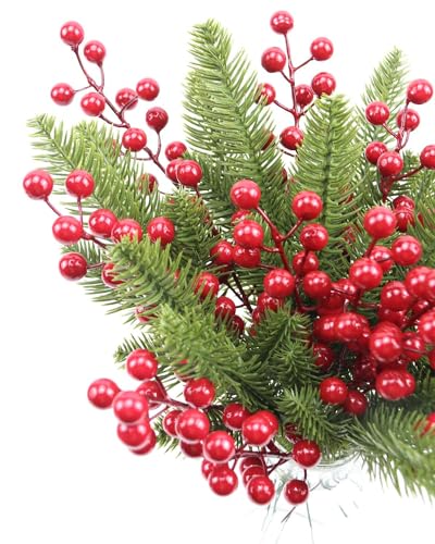Artificial Red Berry Stems - 30 Pack, 8.2 Inch Christmas Decor