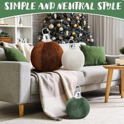 Moss Green Velvet Christmas Bell Pillow Set - 3 Pcs Holiday Decor
