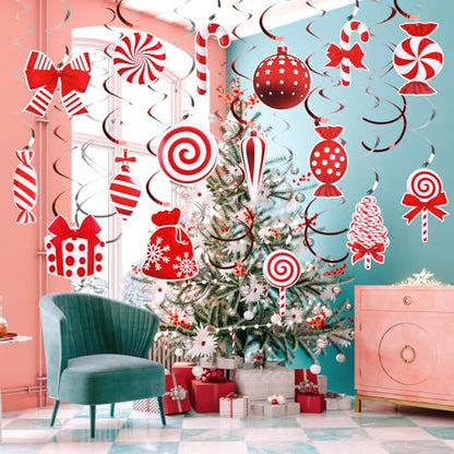 Christmas Candy Cane Hanging Decorations Set - 30 Pcs Holiday Home Ornaments