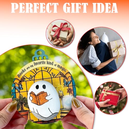Handmade Ghost Ornament - Mini Halloween & Christmas Tree Decoration - Book Lover's Spooky Ghost with Quote - Variation: Ghost