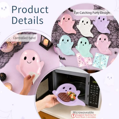 Pastel Ghost Halloween Plates & Napkins Set - Blue & Pink, 72 pcs