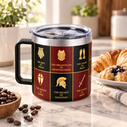 Armor of God Christian Tumbler for Men - 14oz Religious Gift, Pastor Appreciation, Christmas & Birthday Present - Variation of Armor God