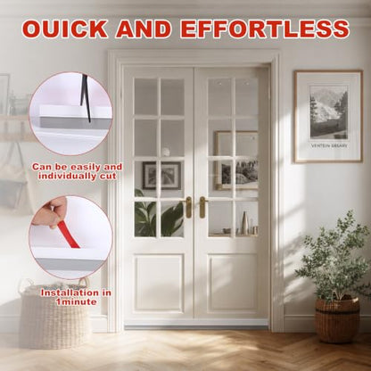 9 Pack Adjustable Door Draft Stopper Seals - White Weather Stripping for Bottom of Doors
