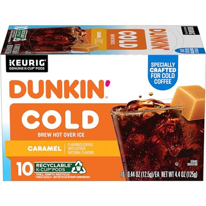 Dunkin' Cold Caramel Flavored Coffee, 10 Keurig K-Cup Pods