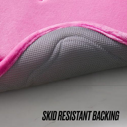 Juicy Couture Quilted Memory Foam Bath Mat Set - Scalloped Ribbon Border Hot Pink, 17x24 & 20x32 Inches