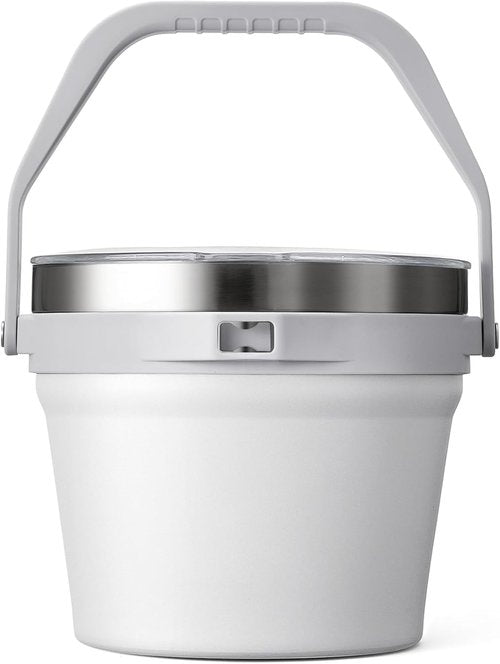 COKTIK 7L Insulated Ice Bucket with Lid，Double Wall Vacuum Stainless Steel Beverage Bucket Keeps Frozen Longer，Holds 6 Longnecks or 3 Bottles of Wine，for hot food, Large Parties(No Accessories, White)