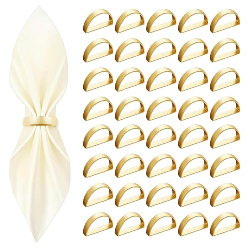Matte Gold 40 Pcs Semicircle Napkin Rings - Elegant Metal Table Decor