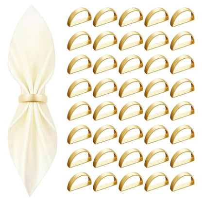 Matte Gold 40 Pcs Semicircle Napkin Rings - Elegant Metal Table Decor