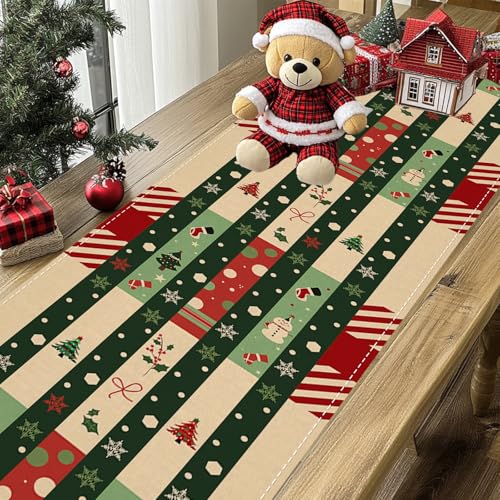 Honitra Christmas Table Runner 13x72 Inch Waterproof Linen Green Seasonal Decor Variation of THIS listing