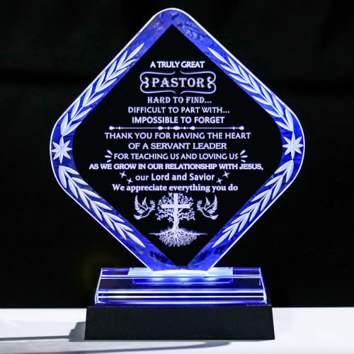 Pastor Appreciation Gift with Light Base - Heartfelt Tribute for Men Variation of Pastor Gifts 1 + Led Base