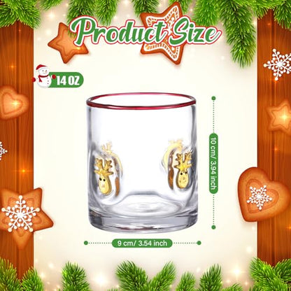 Vesici Christmas Elk Glass Cups 14oz Set - Holiday Icon Drinkware
