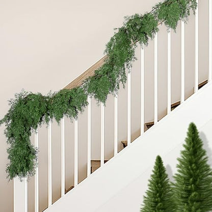 Artificial Christmas Norfolk Pine Garland 6 Ft - 2 Pieces Dense Greenery Holiday Decor - B Style