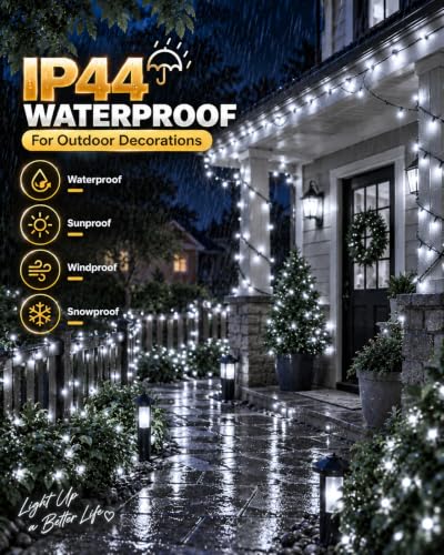 Cool White Battery Operated Fairy Lights 98FT 300LED 2-Pack - Outdoor Indoor Decor
