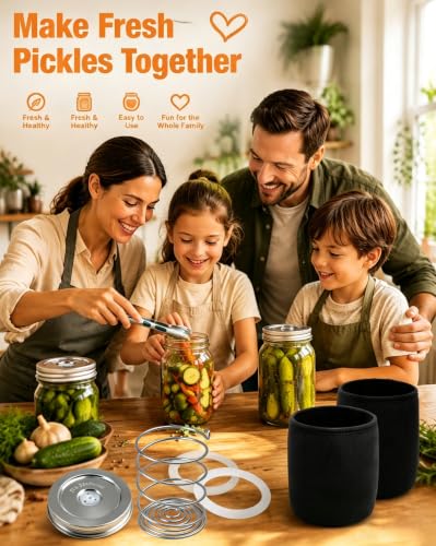Stainless Steel Fermentation Jar Kit with Mason Jars - Complete Set for Sauerkraut & Kimchi