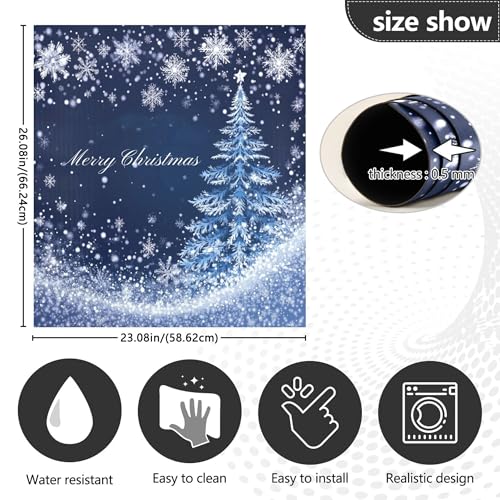 Christmas Blue Dishwasher Magnetic Cover - Snowflake Winter Snow Xmas Kitchen Decor