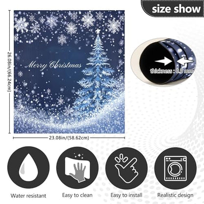 Christmas Blue Dishwasher Magnetic Cover - Snowflake Winter Snow Xmas Kitchen Decor
