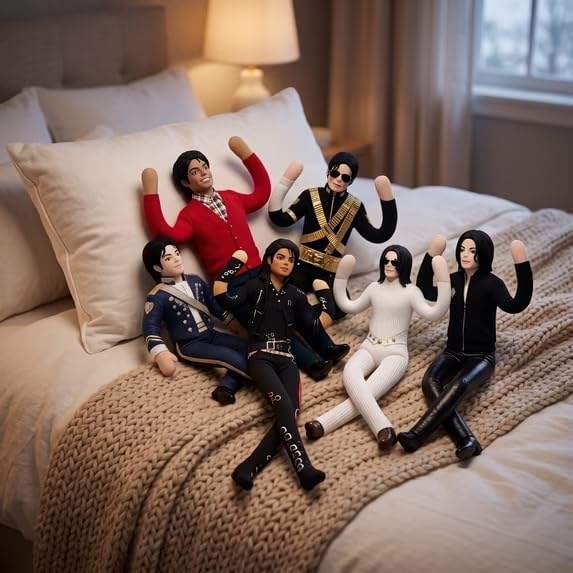 6-Piece Pop Star Plush Doll Set with Bendable Wire Armature - Iconic Music Legends
