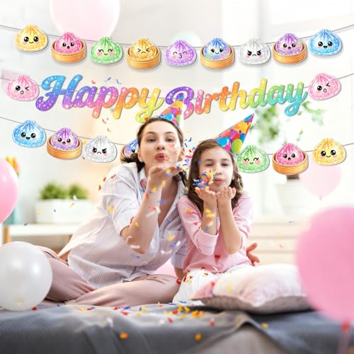 Colorful Dumpling Birthday Banner - Paper Dumpling Themed Party Decorations