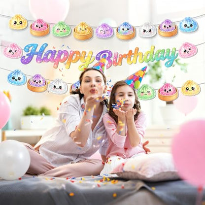 Colorful Dumpling Birthday Banner - Paper Dumpling Themed Party Decorations
