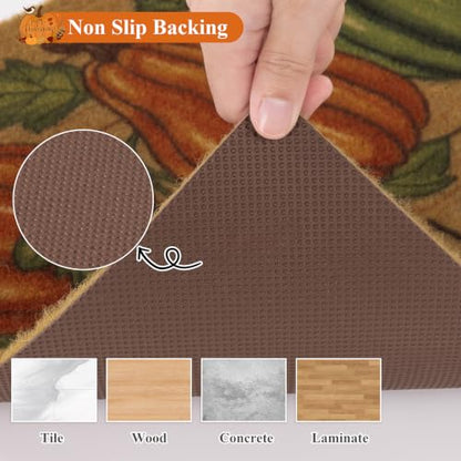 Hello Pumpkin Fall Door Mat - Orange 17x30 Low Profile Welcome Rug