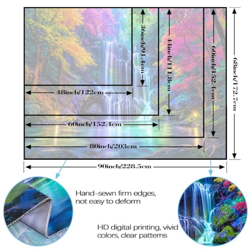 Blacklight Waterfall Forest Tapestry 48 x 36 Inch - Purple Blue Variation
