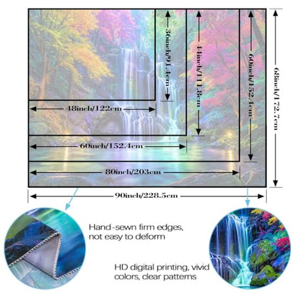 Blacklight Waterfall Forest Tapestry 48 x 36 Inch - Purple Blue Variation