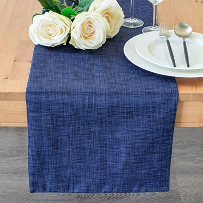 Dark Blue 13x120 Inch Table Runner Fabric Lined for Dining & Wedding Decor - The White Petals