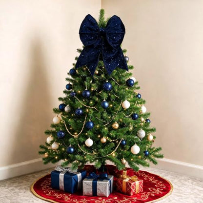 Navy Glitter Wired Ribbon 4 Inch x 10 Yard Christmas Decorations