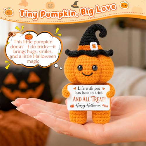 Halloween Crochet Pumpkin Basket Stuffer for Men Women Spooky Gift